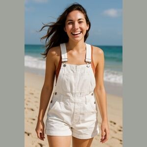 No Boundaries White Casual Overalls